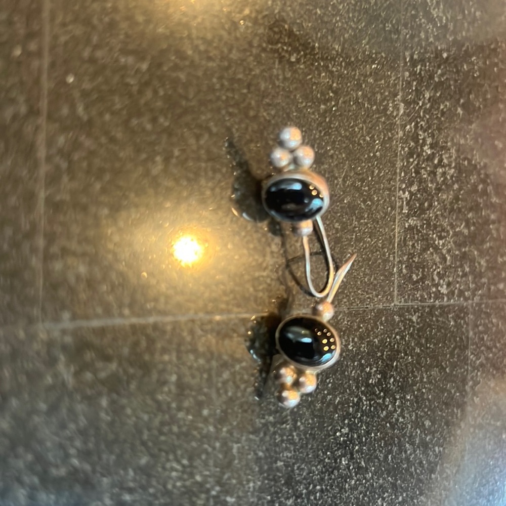Earrings black onyx sterling silver